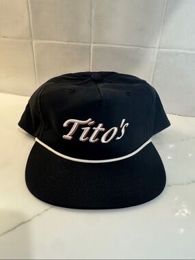 Tito's Embroidered Black Rope-Trim Hat